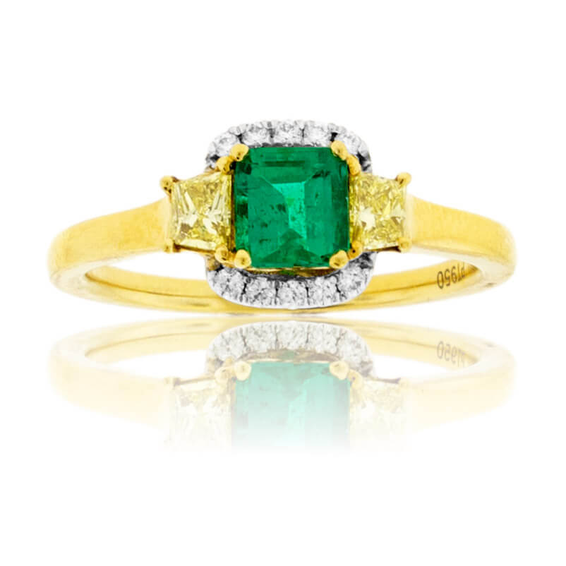 Emerald-Cut Emerald, Yellow Diamond & Diamond Accented Ring - Park City Jewelers