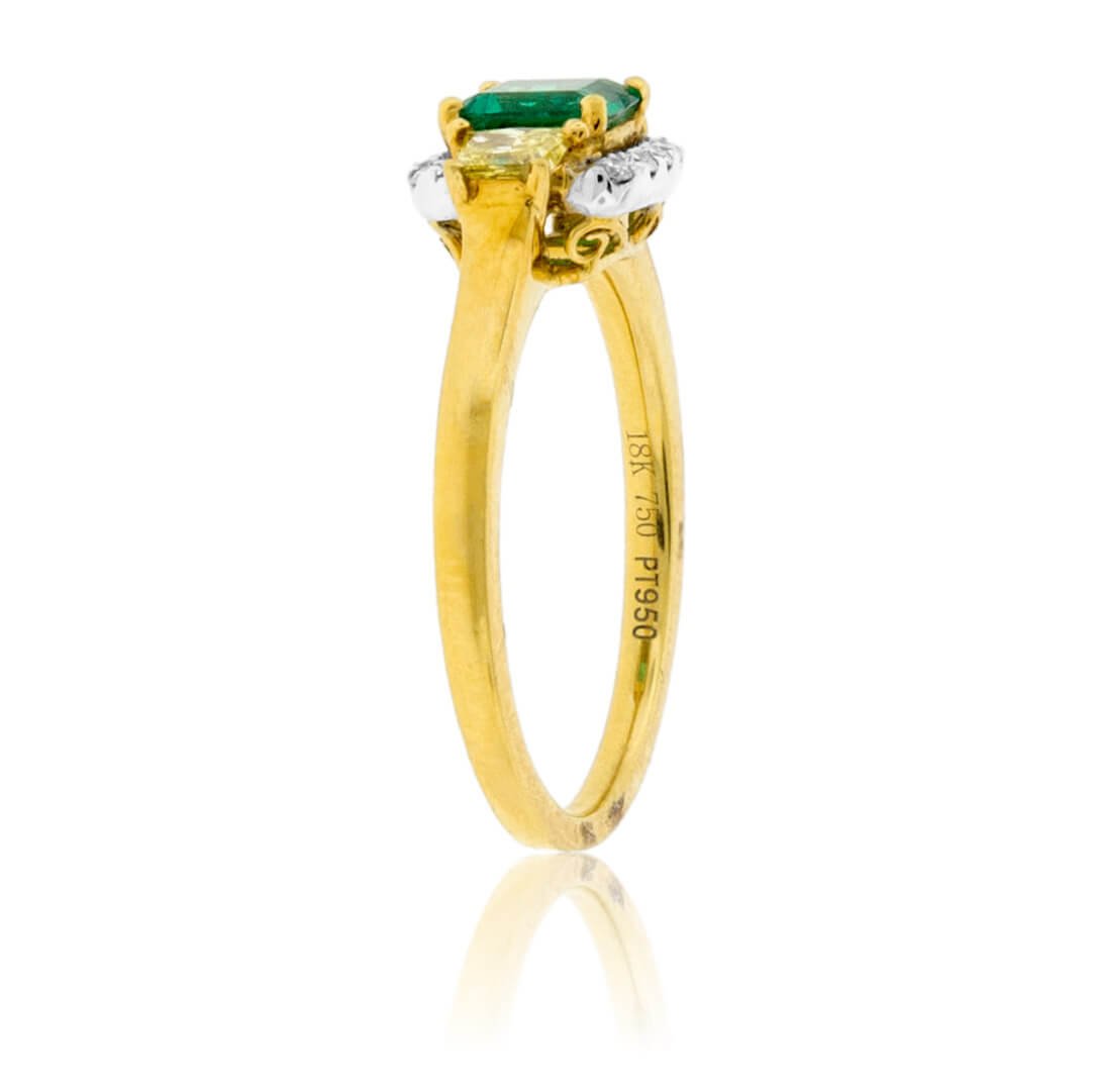 Emerald-Cut Emerald, Yellow Diamond & Diamond Accented Ring - Park City Jewelers