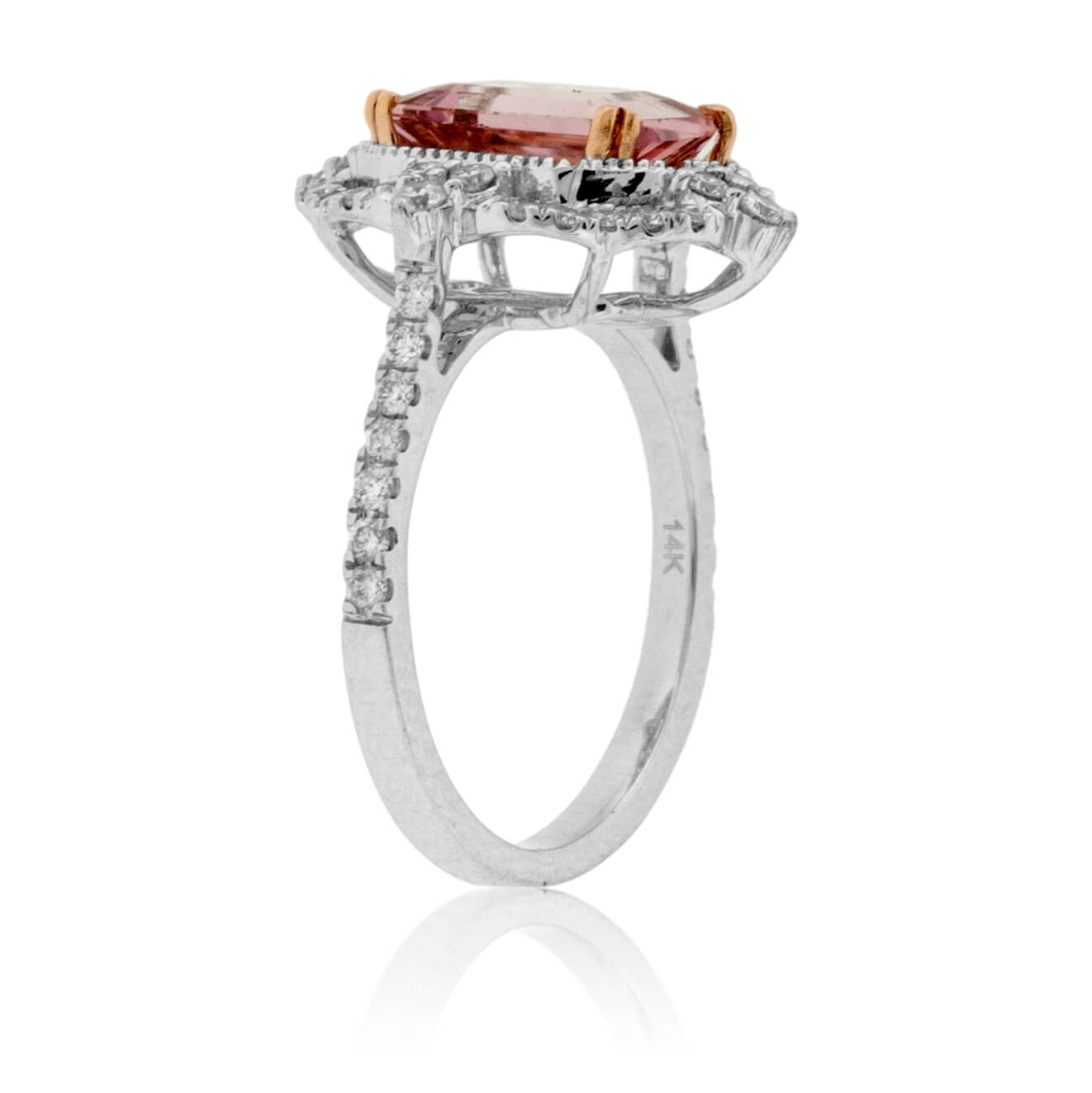 Emerald-Cut Morganite & Diamond Double Halo Ring - Park City Jewelers