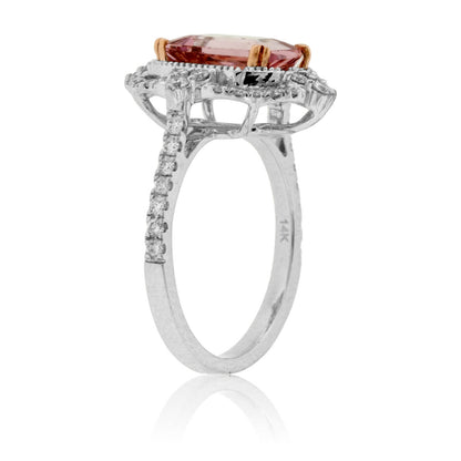 Emerald-Cut Morganite & Diamond Double Halo Ring - Park City Jewelers