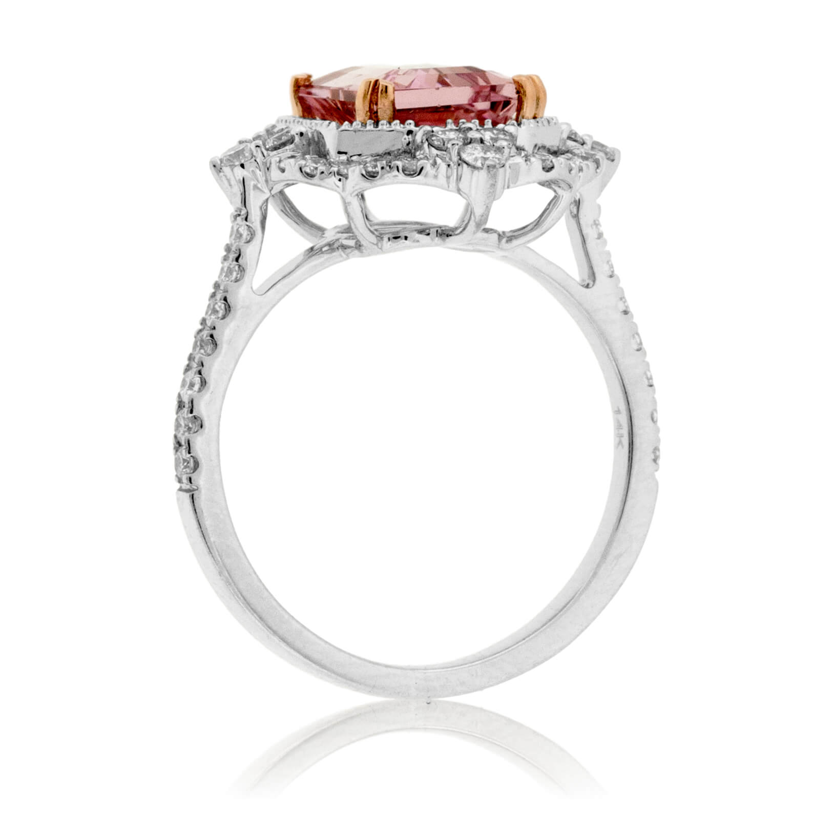 Emerald-Cut Morganite & Diamond Double Halo Ring - Park City Jewelers