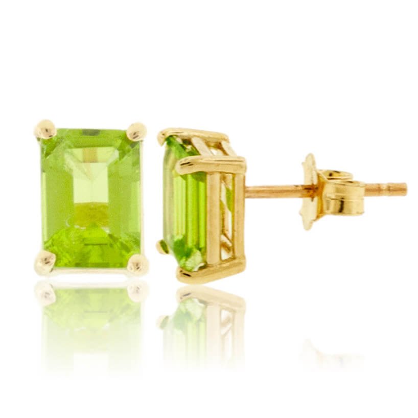 Emerald cut store peridot earrings