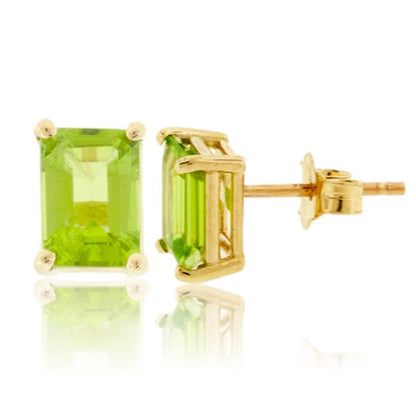 Emerald Cut Peridot Stud Earrings - Park City Jewelers
