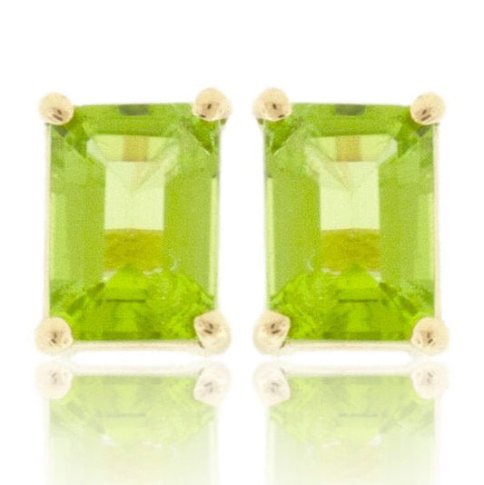 Emerald Cut Peridot Stud Earrings - Park City Jewelers