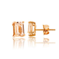 Emerald-Cut Pink Morganite Stud Earrings - Park City Jewelers