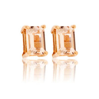 Emerald-Cut Pink Morganite Stud Earrings - Park City Jewelers