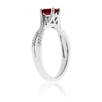 Emerald-Cut Red Emerald and Diamond Accent Ring - Park City Jewelers