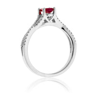 Emerald-Cut Red Emerald and Diamond Accent Ring - Park City Jewelers