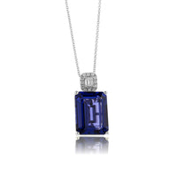 Emerald Cut Tanzanite & Diamond Accented Pendant - Park City Jewelers