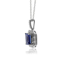 Emerald Cut Tanzanite & Diamond Halo Pendant - Park City Jewelers