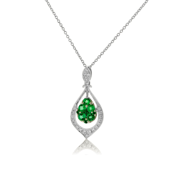 Emerald & Diamond Cluster Style Pendant - Park City Jewelers