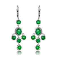 Emerald & Diamond Halo Dangle Style Earrings - Park City Jewelers