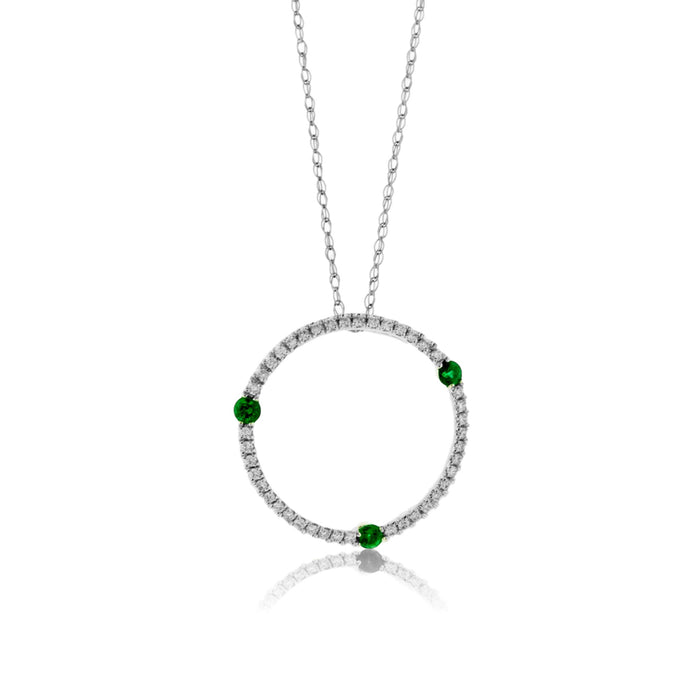 Emerald & Diamond Spontaneous Circle Style Pendant - Park City Jewelers