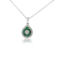 Emerald & Diamond Tear Drop Shaped Pendant - Park City Jewelers