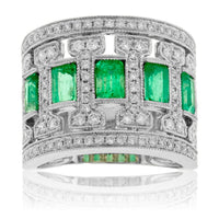 Emerald & Diamond Wide Right Hand Ring - Park City Jewelers