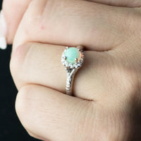 Ethiopian Opal and Diamond Halo Ring - Park City Jewelers