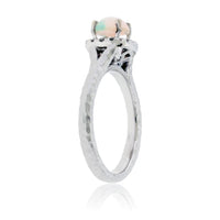 Ethiopian Opal and Diamond Halo Ring - Park City Jewelers