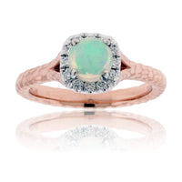 Ethiopian Opal and Diamond Halo Ring - Park City Jewelers