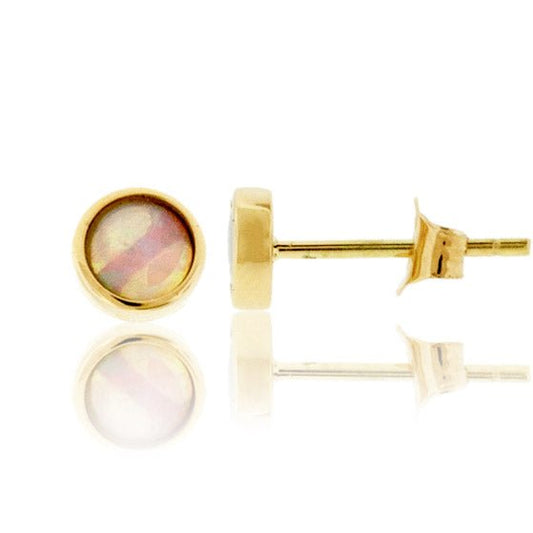 Ethiopian Opal Button Stud Earrings - Park City Jewelers