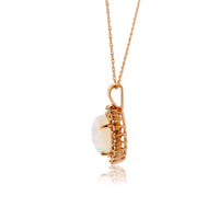 Ethiopian Opal Classic Diamond Halo Rose Gold Pendant - Park City Jewelers