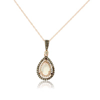 Ethiopian Opal Double Diamond & Chocolate Diamond Halo Rose Gold Pendant - Park City Jewelers