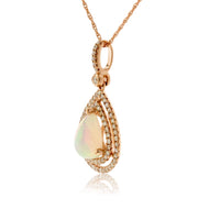 Ethiopian Opal Double Diamond Halo Rose Gold Pendant - Park City Jewelers