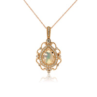 Ethiopian Opal Intricate Design Rose Gold Pendant - Park City Jewelers