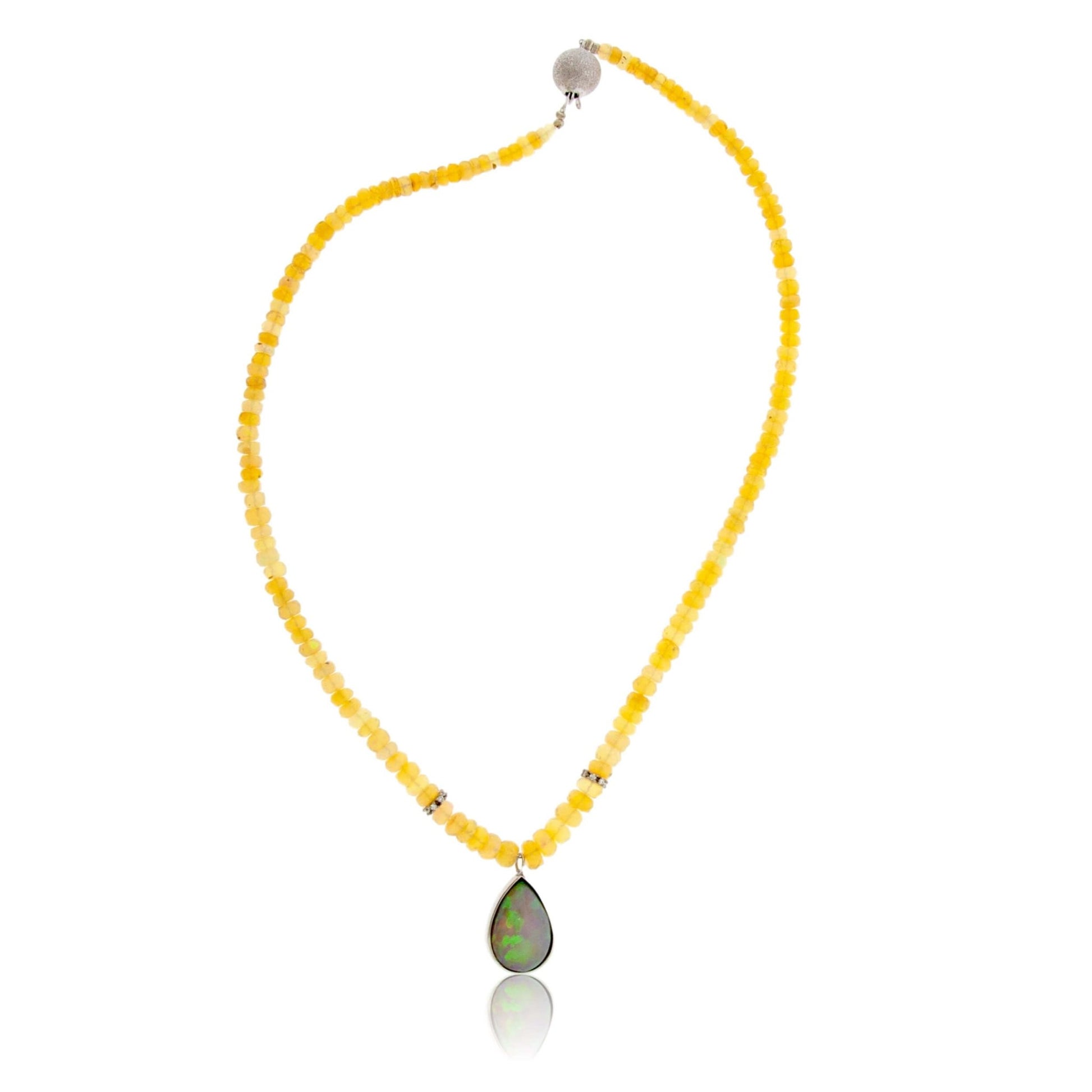 Ethiopian Opal Pendant & Bead Necklace with Diamond Accents - Park City Jewelers