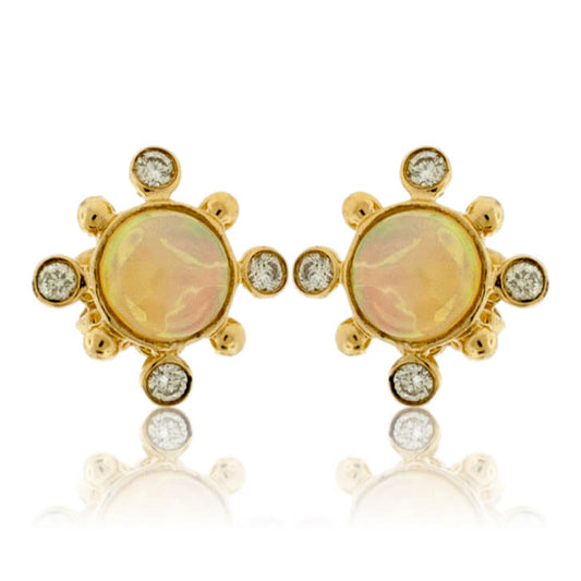 Ethiopian Opal with Diamond Contemporary Halo Stud Earrings - Park City Jewelers