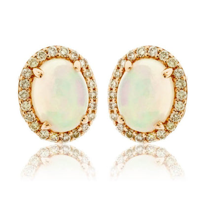 Ethiopian Opal with Diamond Halo Stud Earrings - Park City Jewelers