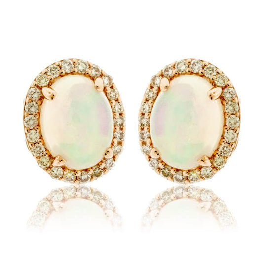 Ethiopian Opal with Diamond Halo Stud Earrings - Park City Jewelers
