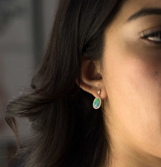 Ethiopian Opal & Yellow Diamond Stud Earrings - Park City Jewelers