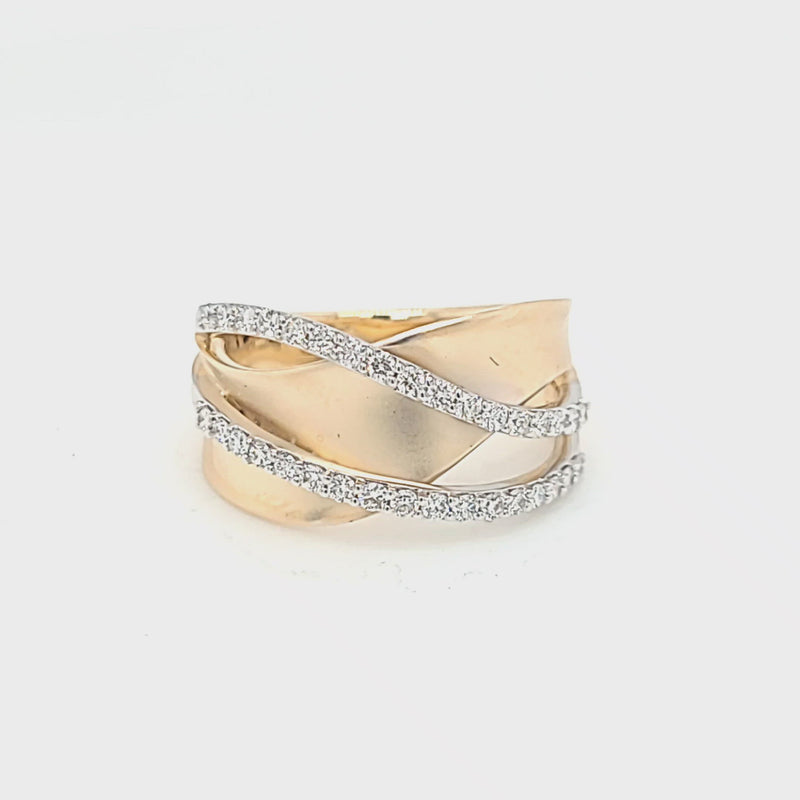Matte Yellow & White Gold Diamond Overpass Ring