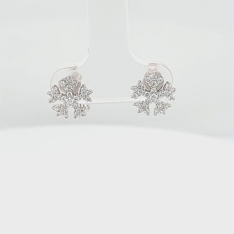 Diamond Pave Snowflake Stud Earrings