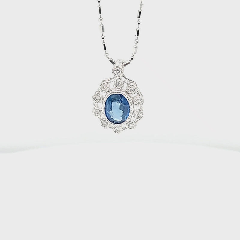 Blue Sapphire and Diamond Blooming Pendant