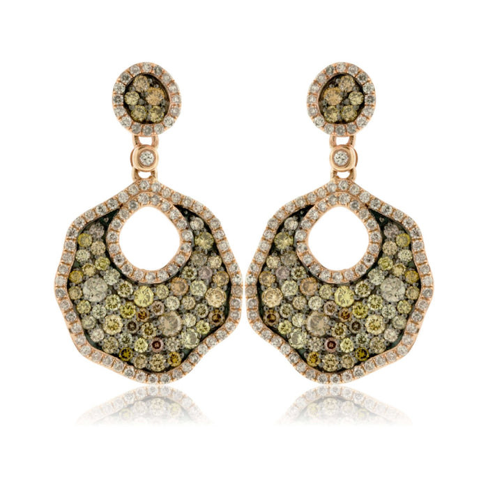 Fancy Color Brown Diamond & Diamond Dangle Earrings - Park City Jewelers