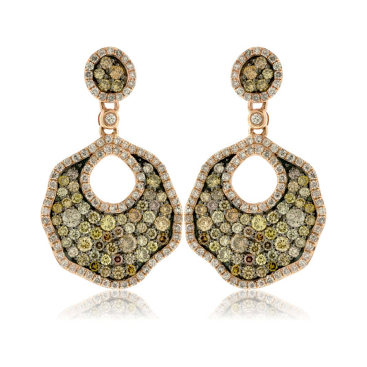 Fancy Color Brown Diamond & Diamond Dangle Earrings - Park City Jewelers
