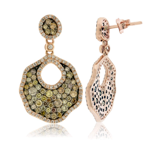 Fancy Color Brown Diamond & Diamond Dangle Earrings - Park City Jewelers