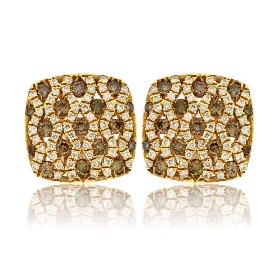 Fancy Color Brown Diamond & Diamond Post Style Earrings - Park City Jewelers
