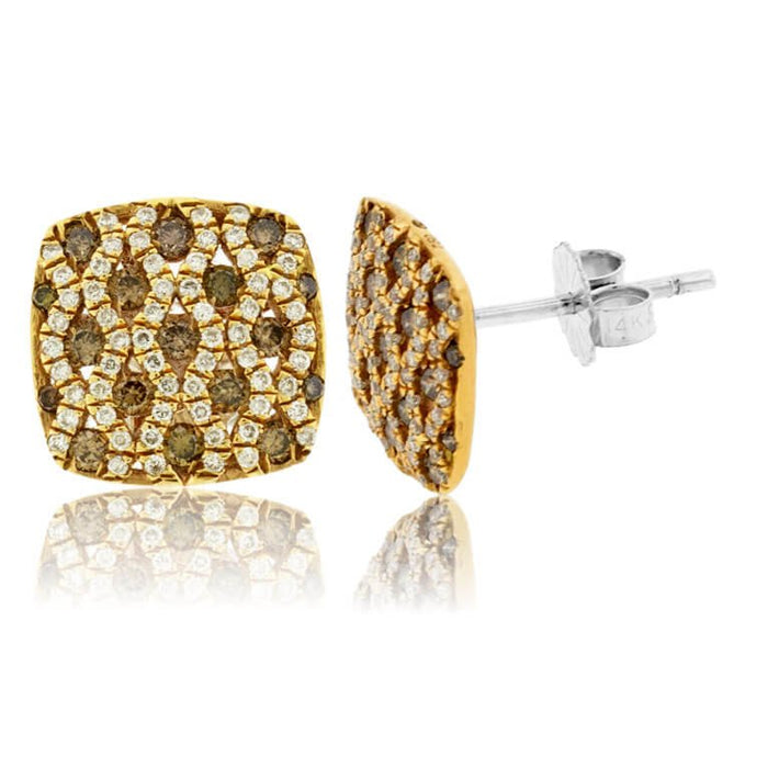 Fancy Color Brown Diamond & Diamond Post Style Earrings - Park City Jewelers