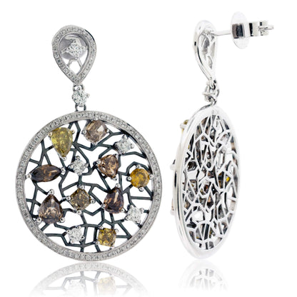 Fancy Color Diamond Circle Dangle Earrings - Park City Jewelers