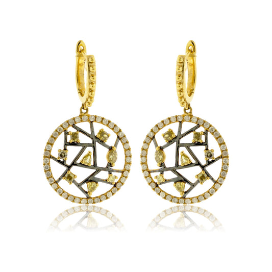 Fancy Color Diamond Dangle Circle Earrings - Park City Jewelers