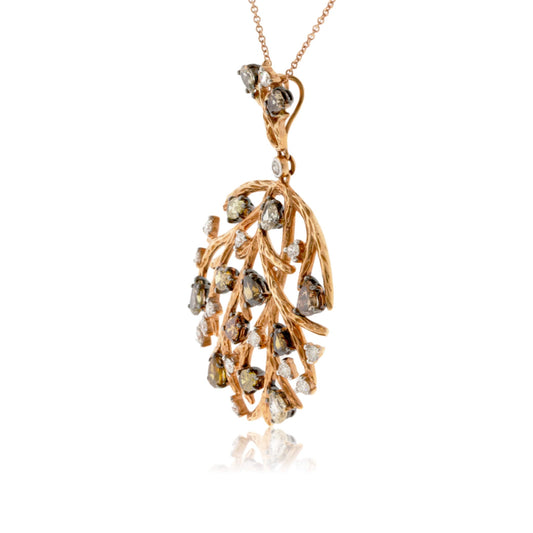Fancy Colored Diamond Drop Organic Style Pendant - Park City Jewelers