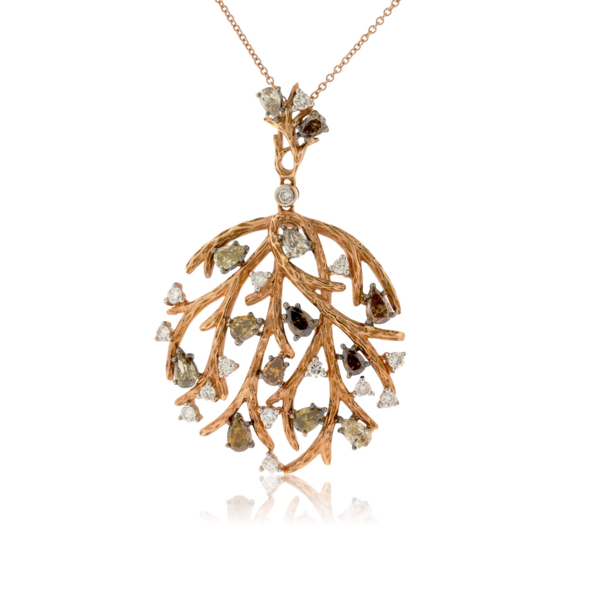 Fancy Colored Diamond Drop Organic Style Pendant - Park City Jewelers