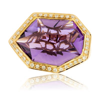 Fancy Cut Amethyst and Diamond Halo Ring - Park City Jewelers
