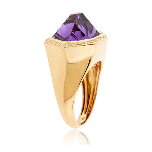 Fancy Cut Amethyst and Diamond Halo Ring - Park City Jewelers