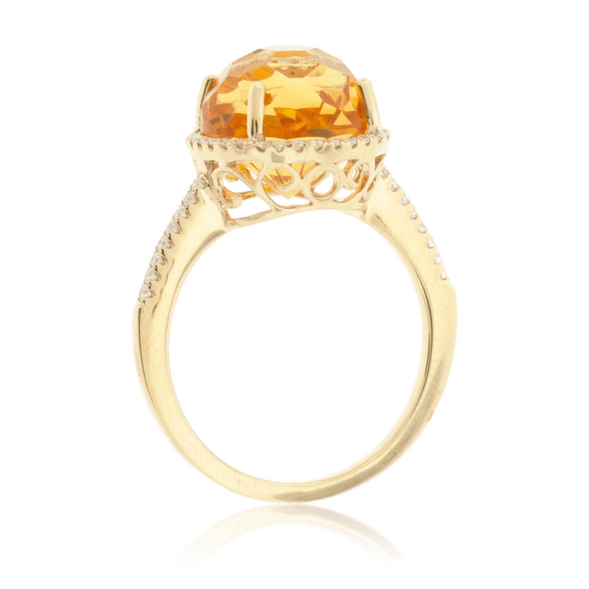 Fancy Cut Beautiful Citrine & Diamond Halo Ring - Park City Jewelers