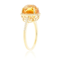 Fancy Cut Beautiful Citrine & Diamond Halo Ring - Park City Jewelers