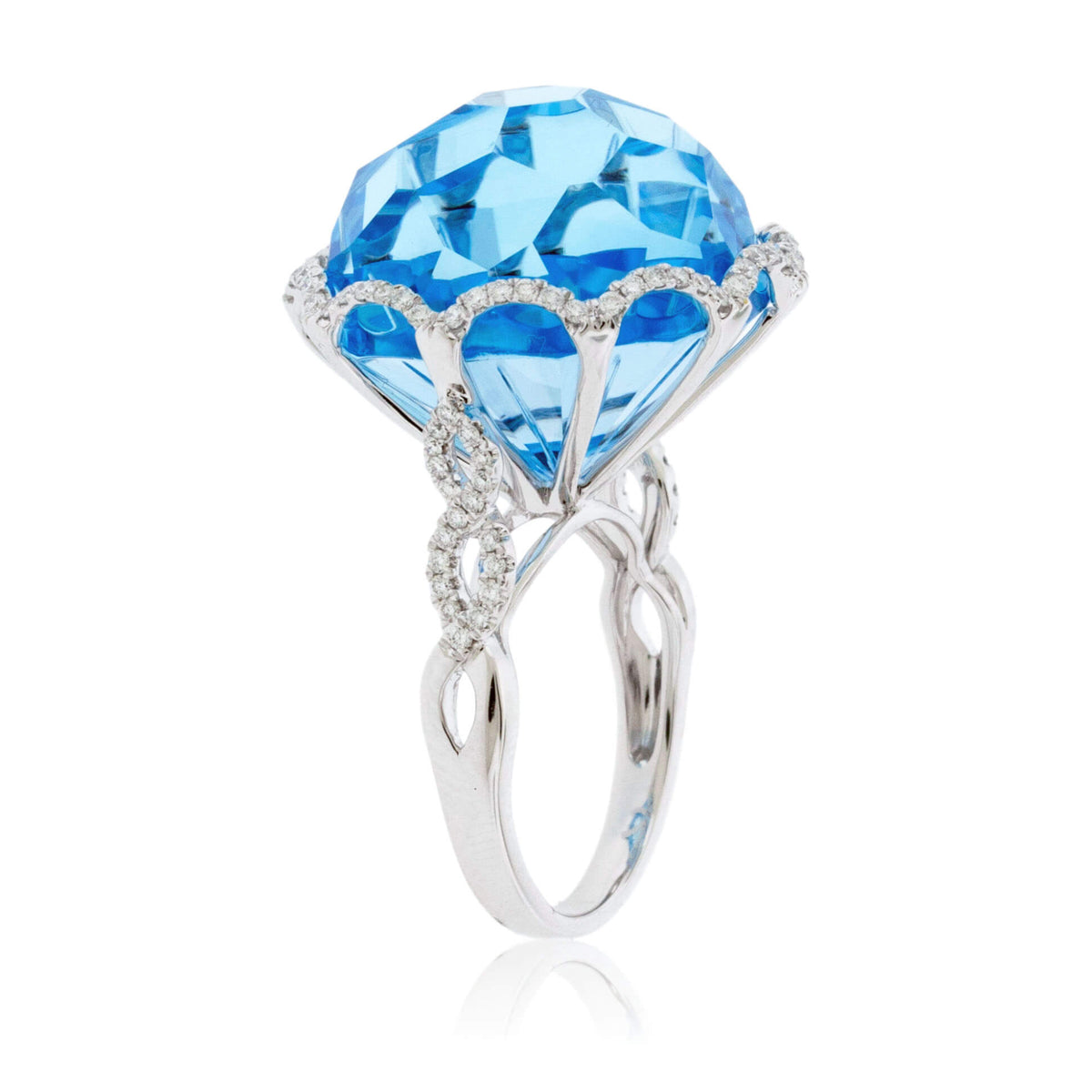Fancy Cut Blue Topaz & Diamond Cocktail Ring - Park City Jewelers