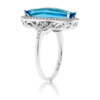 Fancy Cut Blue Topaz & Diamond Ring - Park City Jewelers